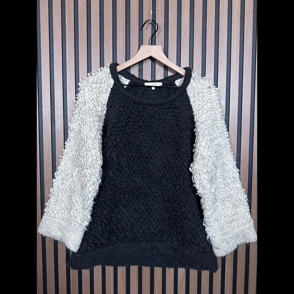 IRO Sweater 38 / US Medium Black Virgin Wool Alpaca Teddy Fleece Pullover Chunky